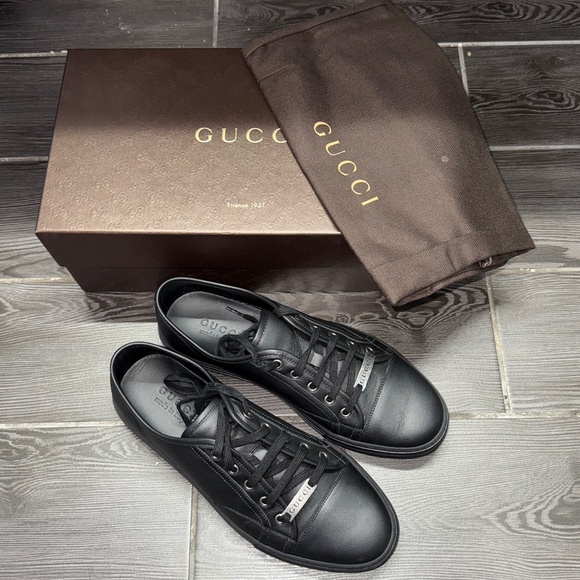 Gucci Other - Gucci Black Mirosoft Nero Leather Sneakers Model 423301 SIZE: US 10